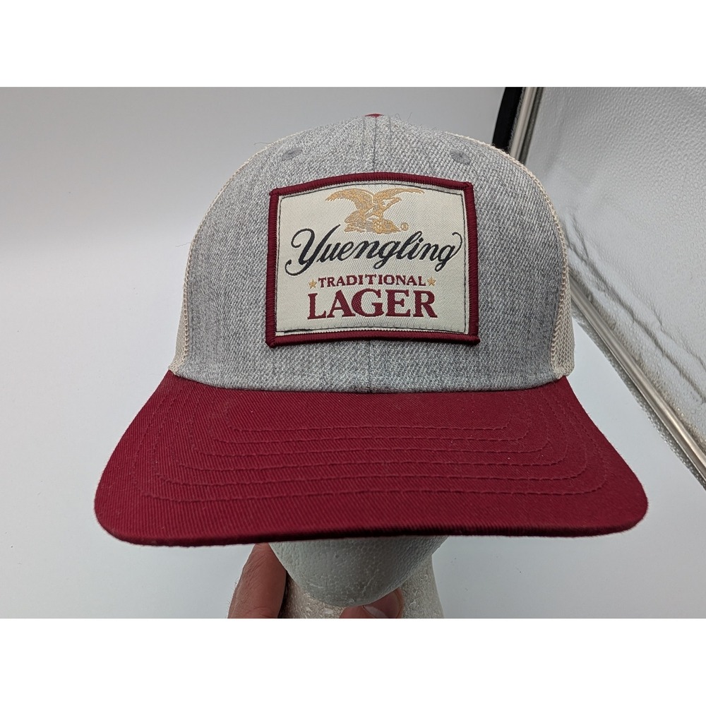 Yuengling Traditional Lager Trucker Hat Grey Maroon Mesh Snapback Baseball Cap